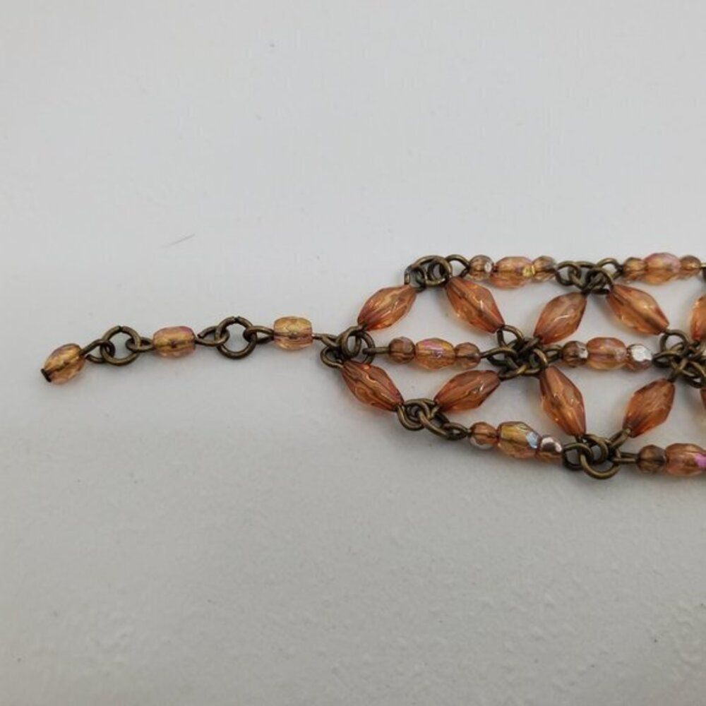 Beaded Bracelet Orange Brown Geometric Chain Geome‎ - Picture 2 of 5